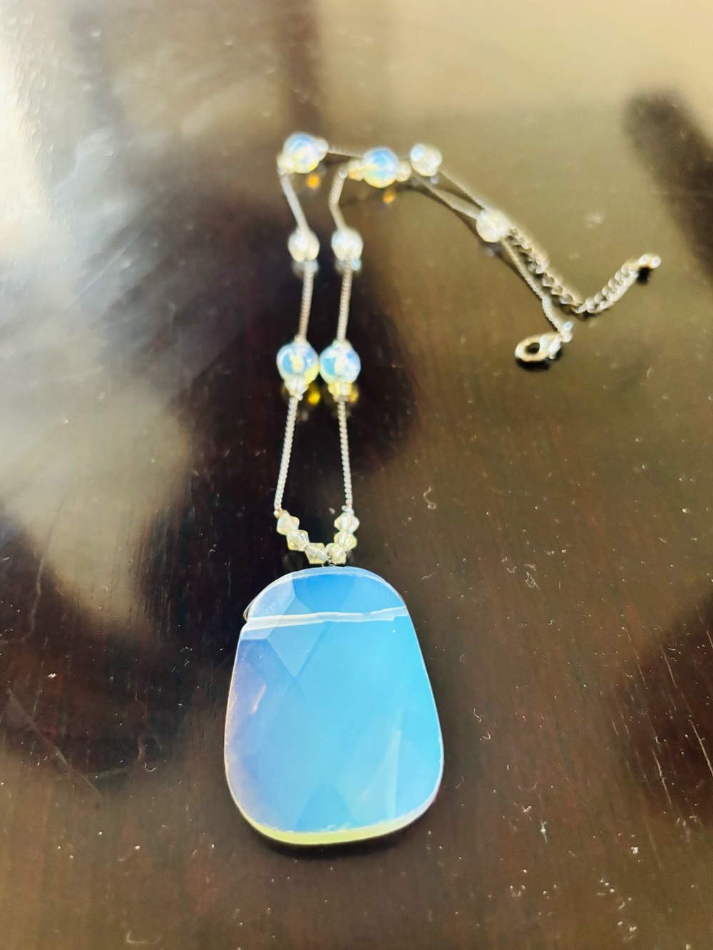 Necklace Moonstone Glass Opalite Sea Opal - Picture 7 of 14